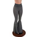 Black and White Polka Dot Print High Waist Bell Bottom Flares-6