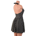 Black & White Polka Dot Halter Skater Dress - 2