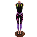 Bolts and Stars Zipper Front Color Blocked Catsuit-6