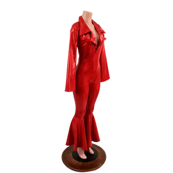 Womens Waterloo Catsuit in Red Sparkly Jewel