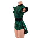 Green Kaleidoscope Mini Tux Back Romper with Black Mystique Trim-5