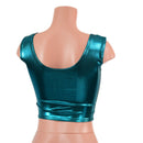 Teal Metallic Laceup Crop Tank-5