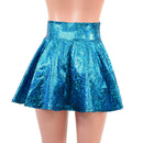 Ready To Ship 15" Turquoise Shattered Glass Circle Cut Mini Skirt-3