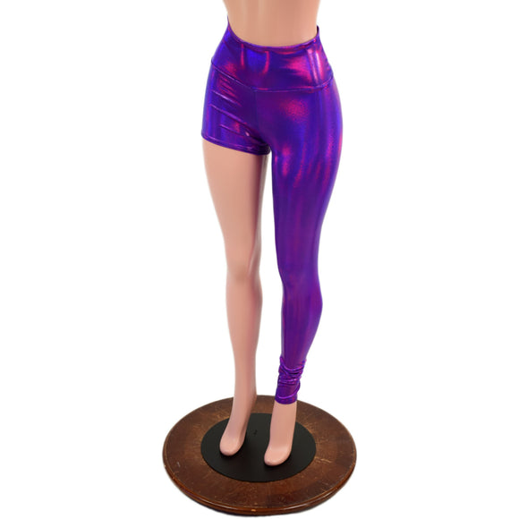 Grape Holographic Asymmetrical One Leg Leggings