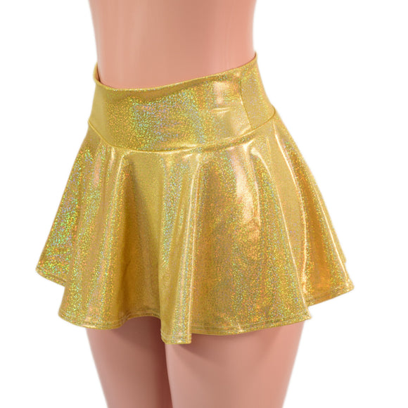Gold Sparkly Jewel Circle Cut Mini Skirt