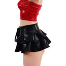 Ultra Mini Open Front Lace Up Skirt with Tiered Double Ruffle in 10" Length - Coquetry Clothing