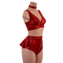 3PC Starlette Bralette, High Waist Ruffle Rump Siren Shorts, and 1" Snap Back Choker Set-4
