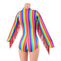 Long Sleeve Rainbow Romper with Fringe - 4
