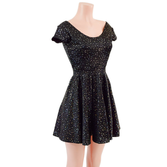 Star Noir Cap Sleeve Skater Dress