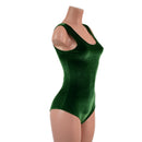 Green Velvet Tank Style Romper with Siren Cut Leg-5