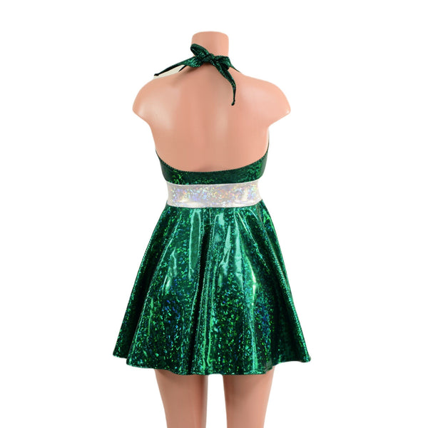 Halter Skater Dress in Green Kaleidoscope - 5