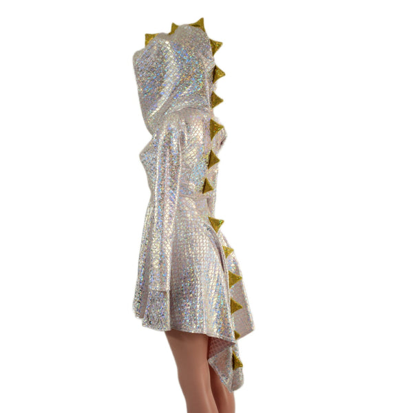 Long Sleeve Dragon Tail Hooded Skater Dress - 8