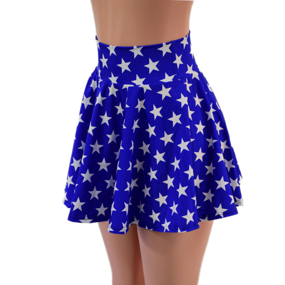 READY to SHIP 15" Blue and White Star Circle Cut Skirt