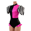 Quad Color Blocked Romper with Short, Banded, Victoria Sleeves-5