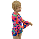 Kids Neon Tahitian Floral Trumpet Sleeve Romper-3