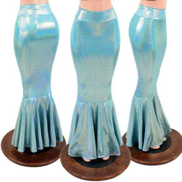 Seafoam Holographic High Waist Mermaid Skirt