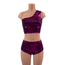 One Shoulder Crop Top and Midrise Siren Shorts Set-5