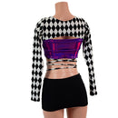 O-ring Front Bolero with Removable Body Wrap Tie in Diamond Print-2