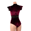 Burgundy Velvet Keyhole & Mesh Romper - 6