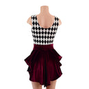 Burgundy Velvet and Diamond Print MINI Tux Back Romper-3