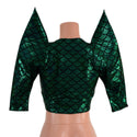 Green Scale Sharp Shoulder Crop Top - 2