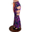 Rainbow Leopard High Waist Solar Flares with Laceup and Oring Cutouts - 5