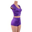 High Waist Pinup Shorts with Boy Cut Leg and Cap Sleeve Crop Top Set-3