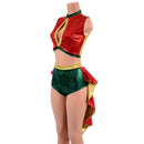 Red, Gold and Green 2PC Keyhole Top and Tux Back Siren Shorts Set-5