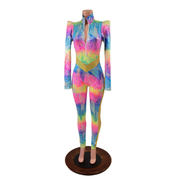 Spectrum and Gold Catsuit with V Front and Side Panels