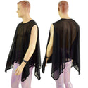 Unisex Mens Sheer Mesh Sleeveless Sharkbite Poncho - 2