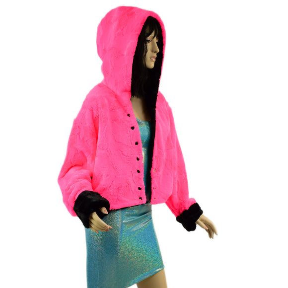 Minky Waist Length Jacket with Snap Front
