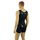 Mens Black Holographic Singlet Romper-3