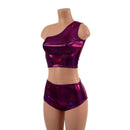 One Shoulder Crop Top and Midrise Siren Shorts Set-3