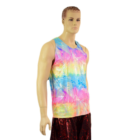 Mens Rainbow Shattered Glass Muscle Tank