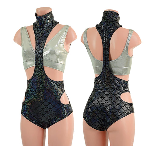 Dragon Scale UFO suit with Hipnotic Cutouts and Starlette Bralette - Coquetry Clothing