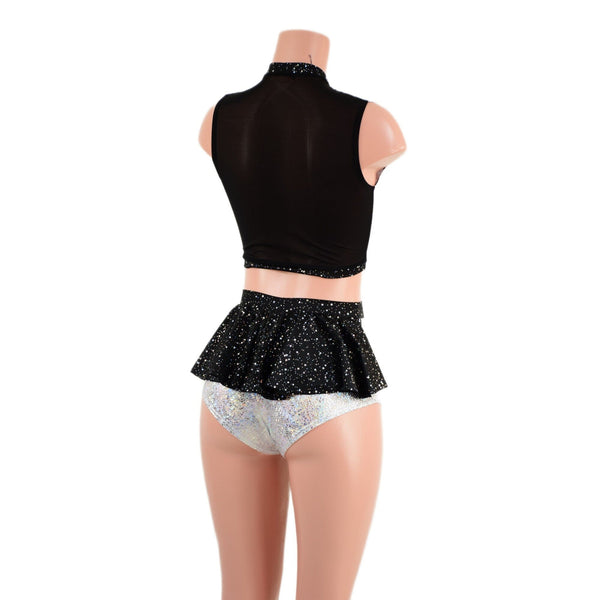 2PC Keyhole Crop Top and Ruffle Rump Siren Shorts Set - 5