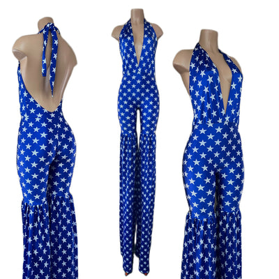 Blue and White Stars Stilting Costume