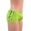 Mens Lowrise Laceup Aruba Shorts in Neon Lime Holographic-2