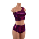 One Shoulder Crop Top and Midrise Siren Shorts Set-2