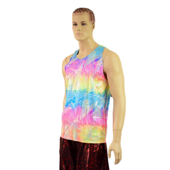 Mens Rainbow Shattered Glass Muscle Tank