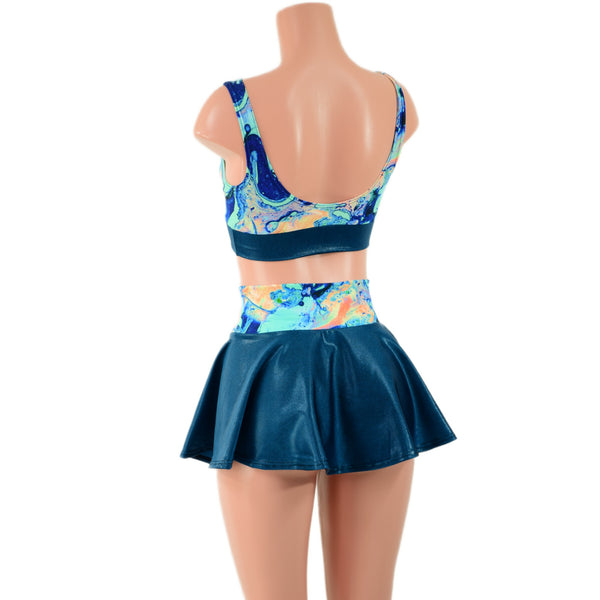 Lapis Lagoon and Nile Blue  Rave Skirt & Starlette Bralette Set - 4