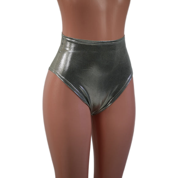 Platinum Metallic High Waist Siren Shorts with Brazilian Cut Leg