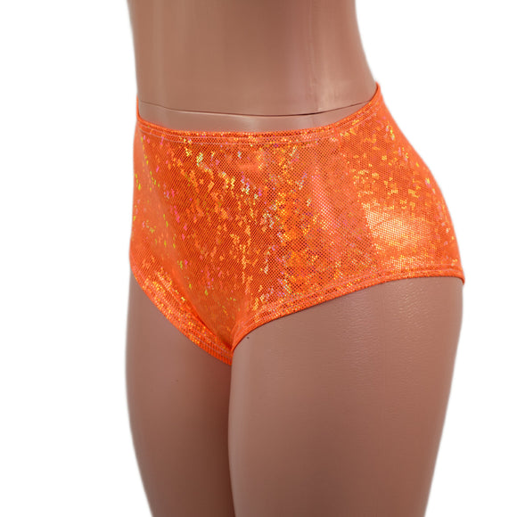 Midrise Siren Shorts in Neon Orange Kaleidoscope
