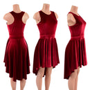 Red Velvet Hi Lo Skater Dress with Crew Neckline and Racer Back-1