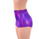 High Waist Pinup Shorts with Boy Cut Leg in Grape Holographic-3
