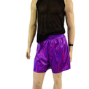 Mens Basketball Shorts with Pockets in Grape Holographic-2