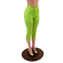 High Waist Capri Leggings in Lime Holographic-2