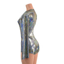 Silver Holographic Romper with Bell Sleeves - Coquetry Clothing