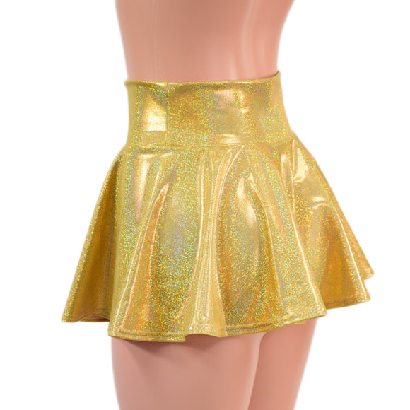 Gold Sparkly Jewel Circle Cut Mini Skirt