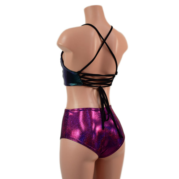 Criss Cross Strappy Back Halter and Midrise Siren Shorts Set